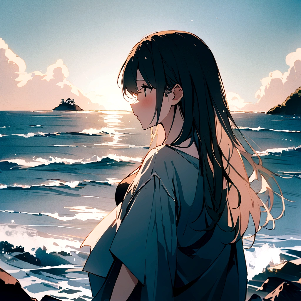 god様、Woman in the rear、island、Ocean、summer、god々Shii、物寂Shii、profile