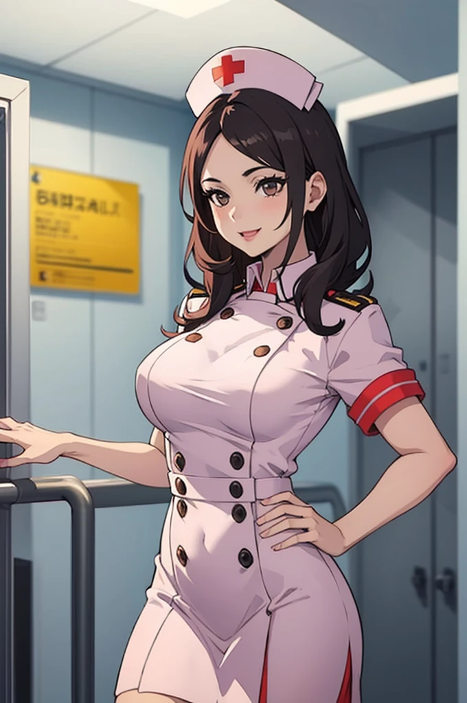 Obra de arte, melhor qualidade,  Sitri, nurse cap, Uniforme de enfermeira, hospital, vestido rosa, Sorriso, seios enormes