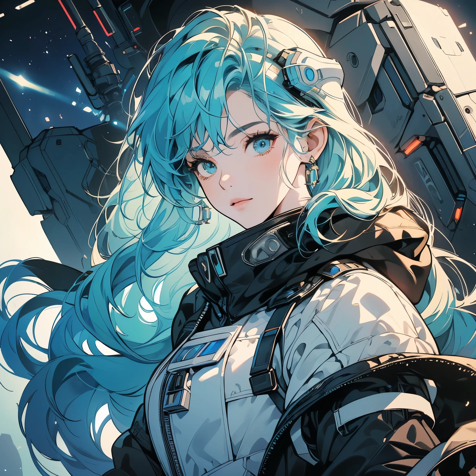 One beautiful woman, inside a spaceship, perfect machine, spacesuit, looking at camera, perfect face, zero gravity, outer space, lots of wires, switchboard, perfect and detailed machine, detailed hair, (((Various angles))), cockpit, upper body shot, most beautiful woman alive, head shot , Super detailed background, top quality, Unique and beautiful eyes, (((Various unique hairstyles))) Ghost in the Shell, Long shot, Panorama,(((Various hair color))), sparkling eyes,Outer space in the background, Unique and perfect face, Pale Lighting, shoot from above, (((Ultra-detailed Complex design mechanical helmets))),Pale green hair, flat chest