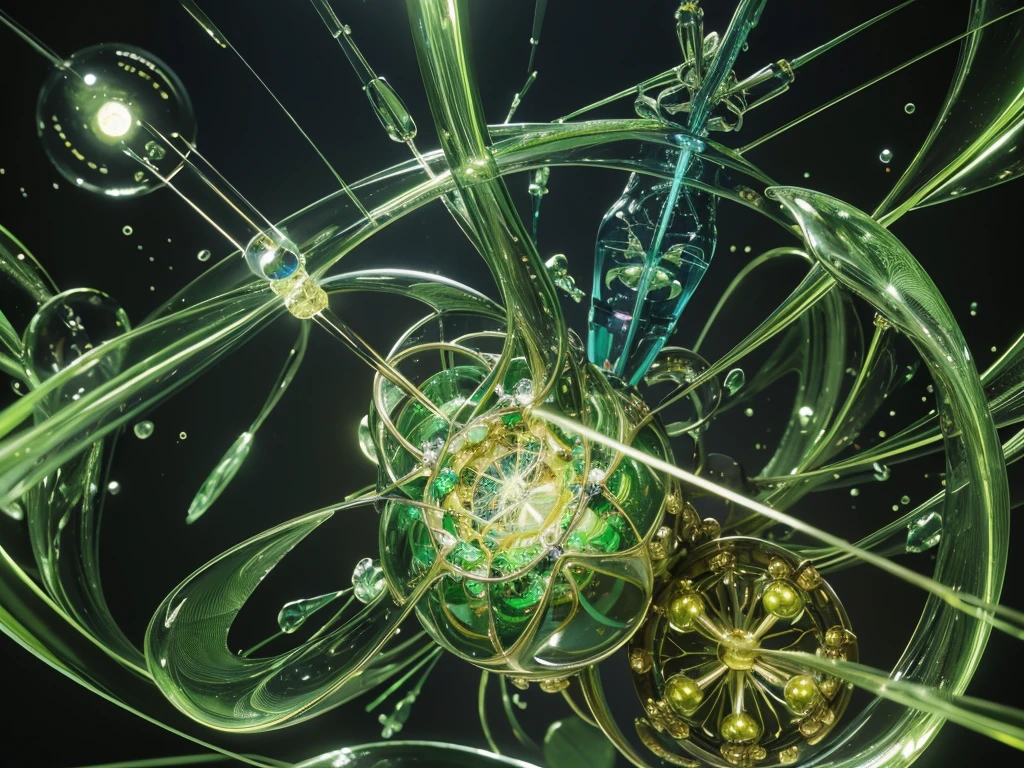 A mesmerizingly intricate chlorphenylamine molecule, every intricacy detailing the compound's complexity: vibrant atomic bonds in various shades of green and yellow, shining under a simulated microscope. The molecular structure reflects a symphony of colors, showcasing the compound's scientific beauty in a stunningly high-resolution digital illustration. Impeccably detailed and visually striking, this image truly captivates with its exquisite precision and artistic flair.
