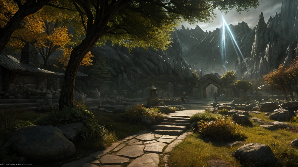 waystone, ultra detailed fantasy, elden ring, realistic, dnd, rpg, lotr game design fanart by concept art, behance hd, artstation, deviantart, global illumination radiating a glowing aura global illumination ray tracing hdr render in unreal engine 5