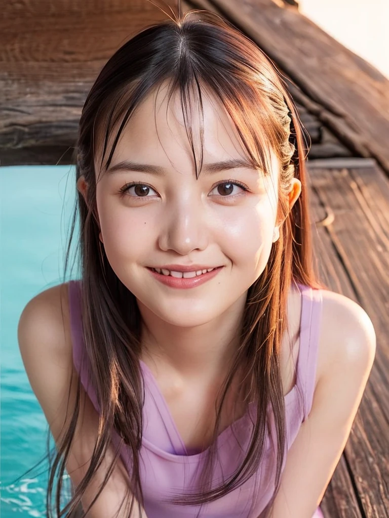 (8k, best quality, masterpiece:1.2), (realistic, photo-realistic:1.37), ultra-detailed, 1 girl,cute, solo,beautiful detailed sky,dating,(nose blush),(smile:1.15),(closed mouth) small breasts,beautiful detailed eyes, (long hair:1.2),floating hair NovaFrogStyle, upper body, tank top, sperm at face