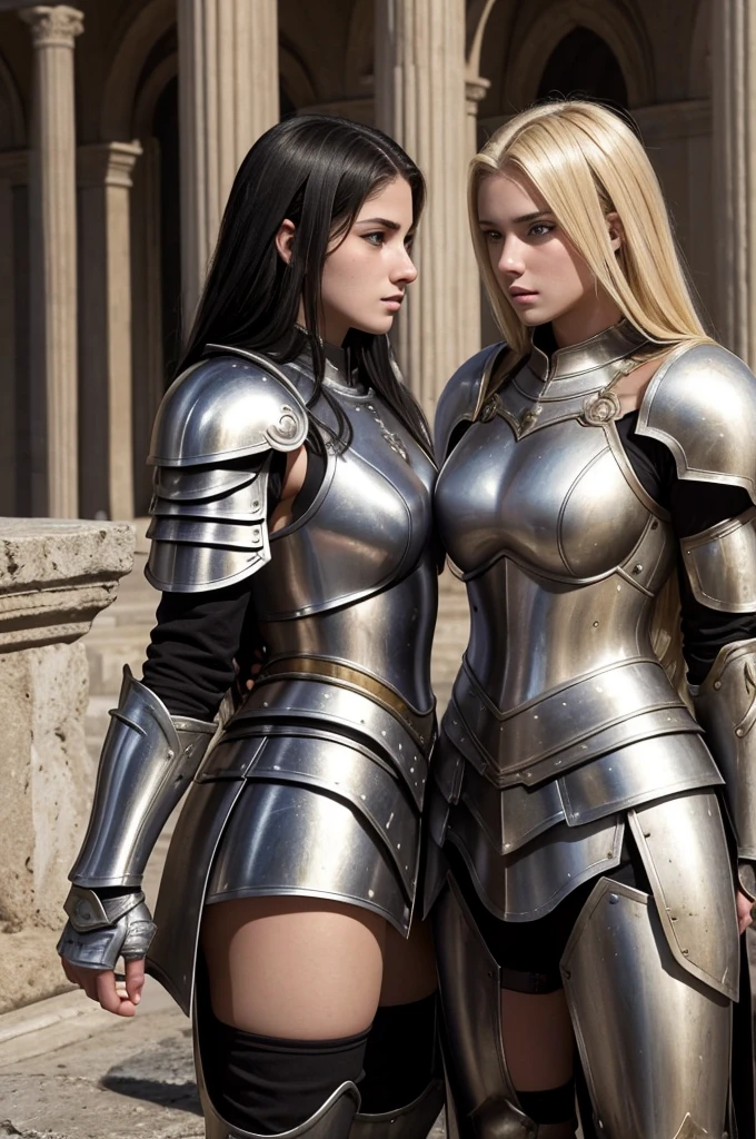 two sisters womans break: catholics, blonde, perfect face, detailed face, warriors roman, 20 years old, 2.0, using sexy armor , soft lesbians break: catholics, black hair perfect face, detailed face, warriors roman, 19 years old, 1.9, using sexy armor , soft lesbians, full body