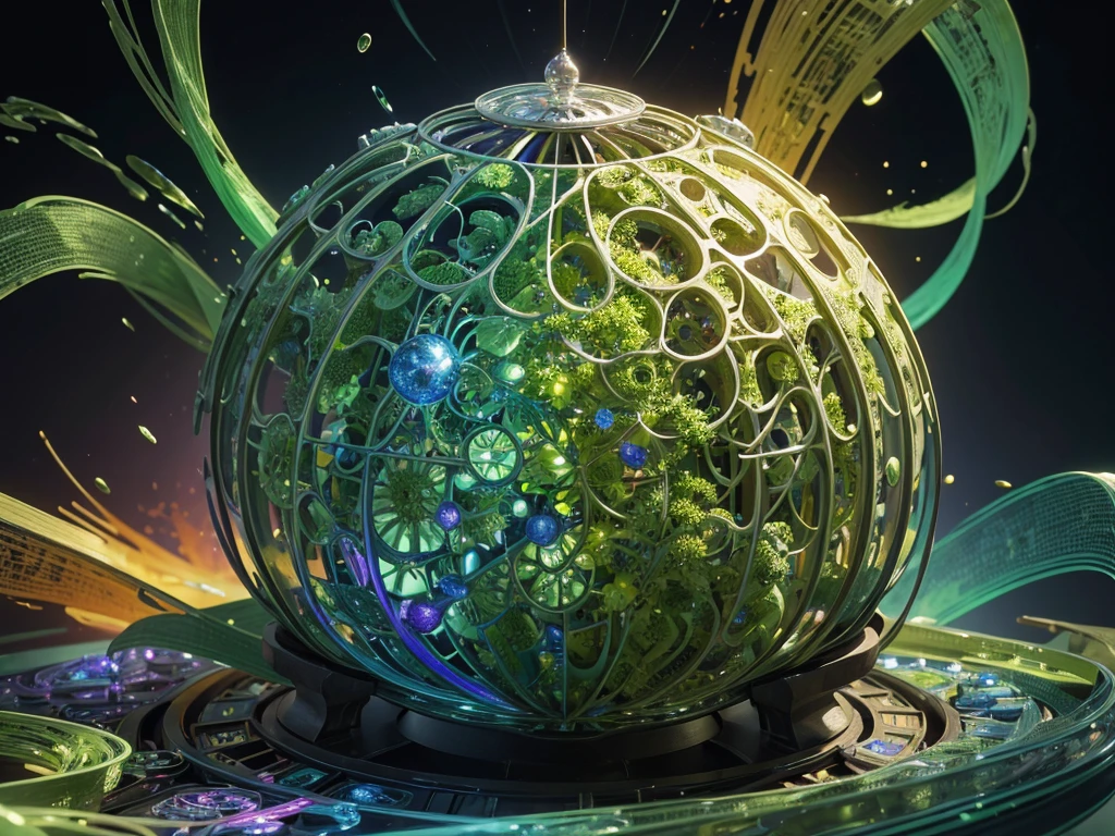 A mesmerizingly intricate chlorphenylamine molecule, every intricacy detailing the compound's complexity: vibrant atomic bonds in various shades of green and yellow, shining under a simulated microscope. The molecular structure reflects a symphony of colors, showcasing the compound's scientific beauty in a stunningly high-resolution digital illustration. Impeccably detailed and visually striking, this image truly captivates with its exquisite precision and artistic flair.