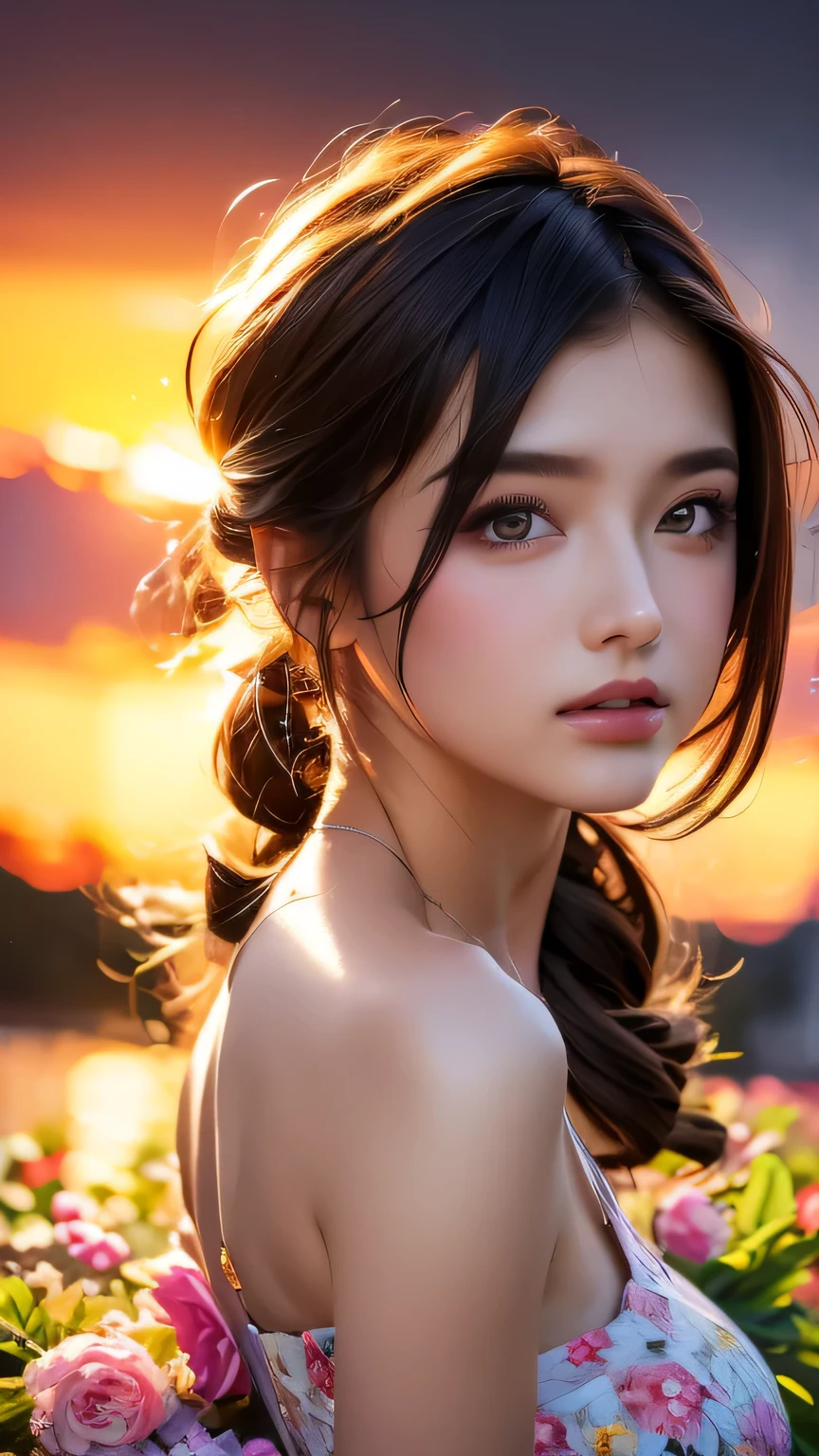 masterpiece, (最high quality), ((Most detailed)), Depth of written boundary, Beautiful girl, Beautiful Face, nature, Spirit, flower, Colorful landscapes, Flowers, butterfly, Glowing Dress, element, Random hairstyle,masterpiece, 最high quality, high quality, High resolution, Big Tits, ((Upper body portrait)), Random pose、