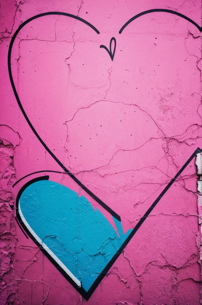 Graffiti style lying heart with pink background 