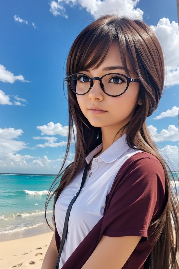 Dibuje a una mujer con lentes, pelo de un lado, sentada en el regazo de su novio, estilo anime