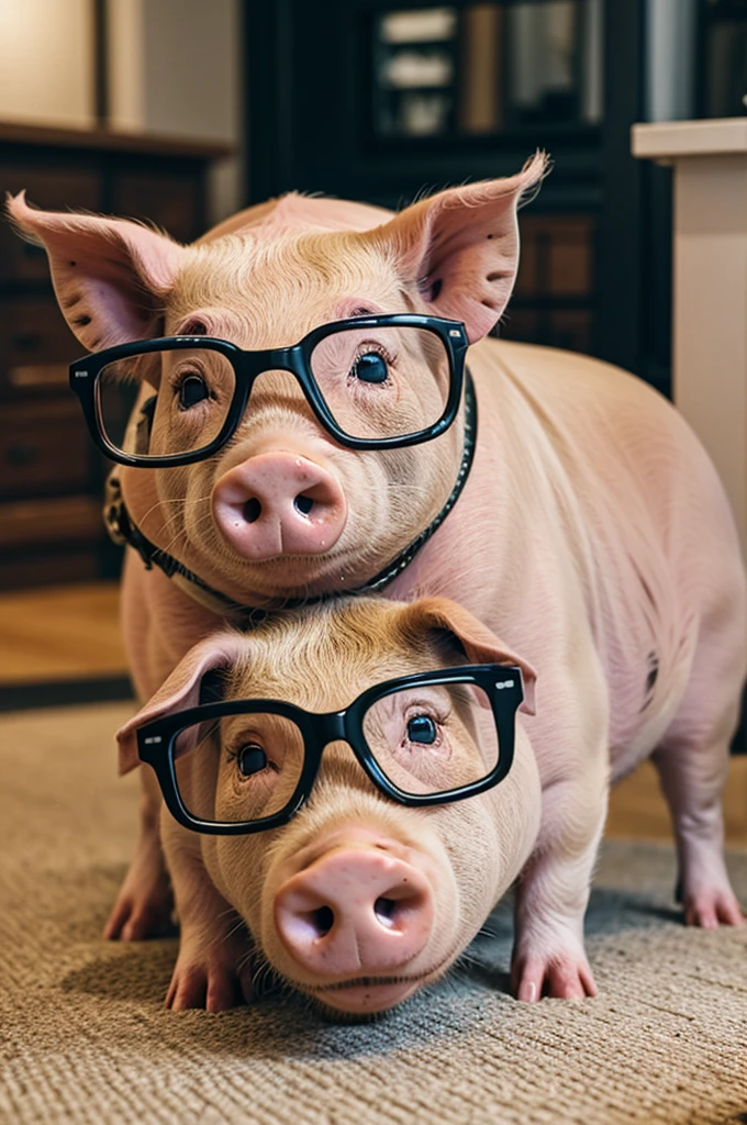 Pig wearing glasses