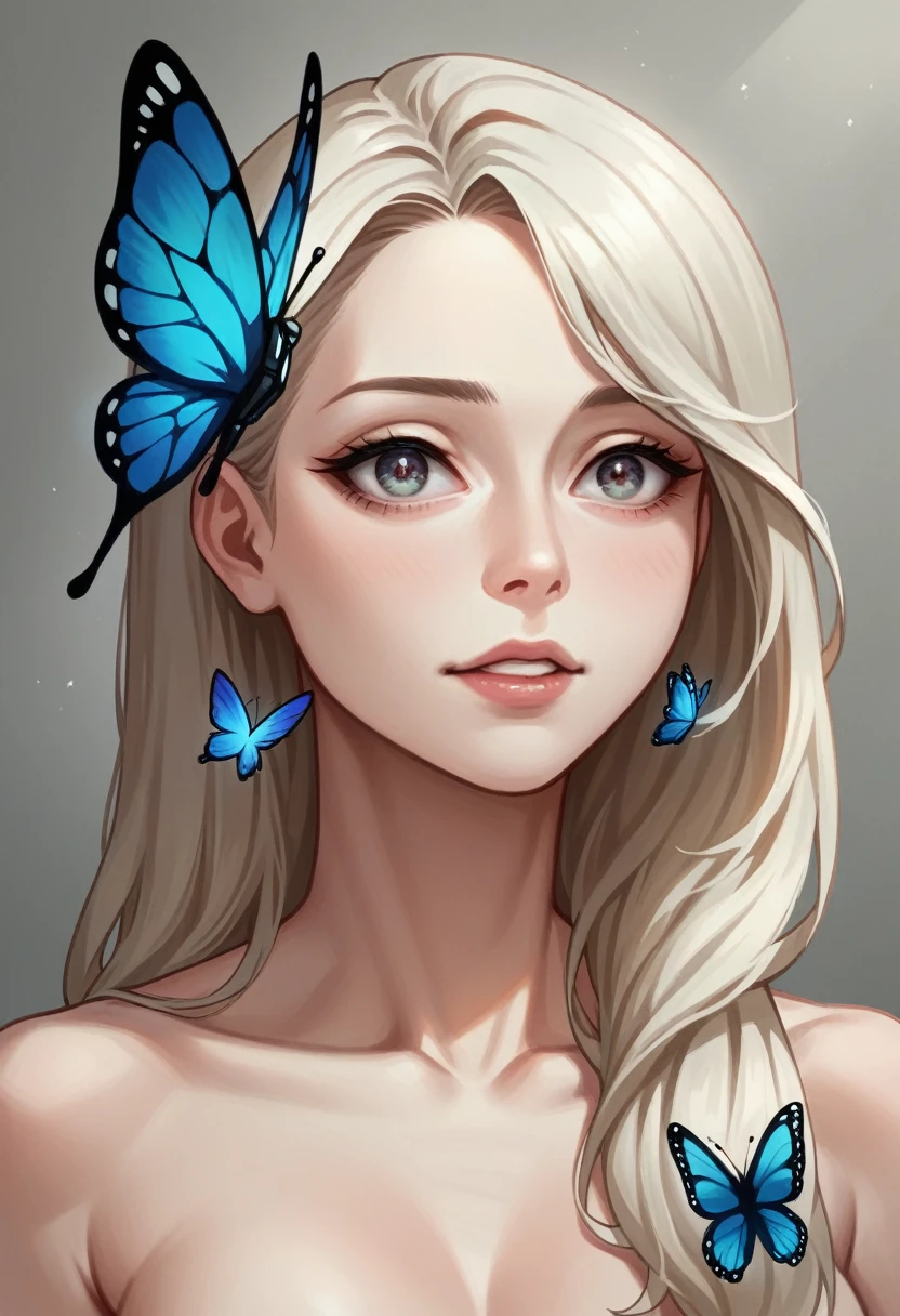 ((eye reflection)), butterfly hair ornament, UHD, retina, masterpiece, ccurate, anatomically correct, textured skin, super detail, high details, high quality, best quality, highres, 1080P, HD, 4K, 8k, 16k