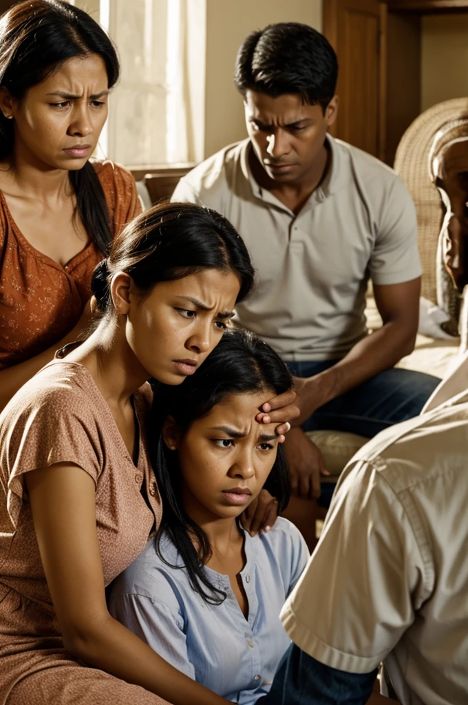 Woman being scolded by her family
