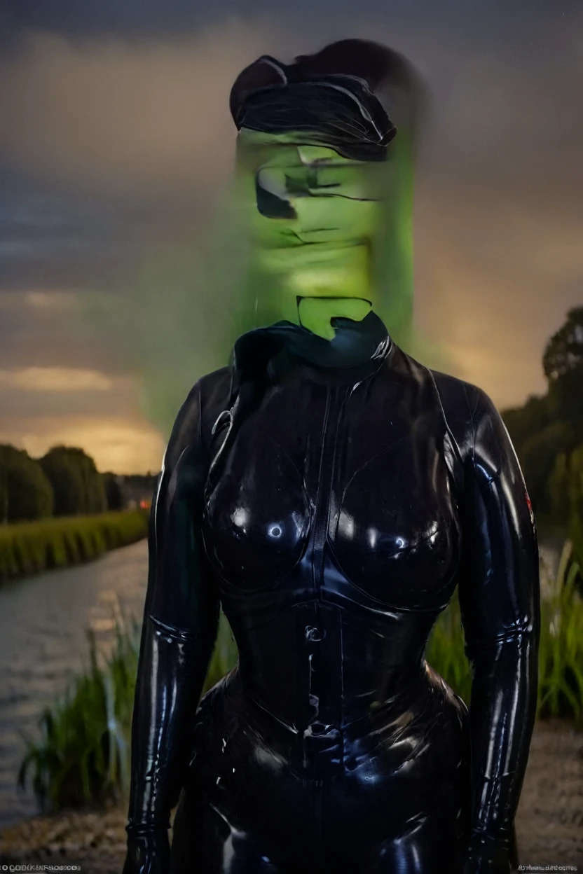black latex , cinematic film still hera syndulla, (green skin:1.2), grin at canal, full body shot, highly detailed environment . shallow depth of field, vignette, highly detailed, high budget Hollywood movie by baz luhrmann, bokeh, cinemascope, moody, epic, gorgeous, film grain, grainy