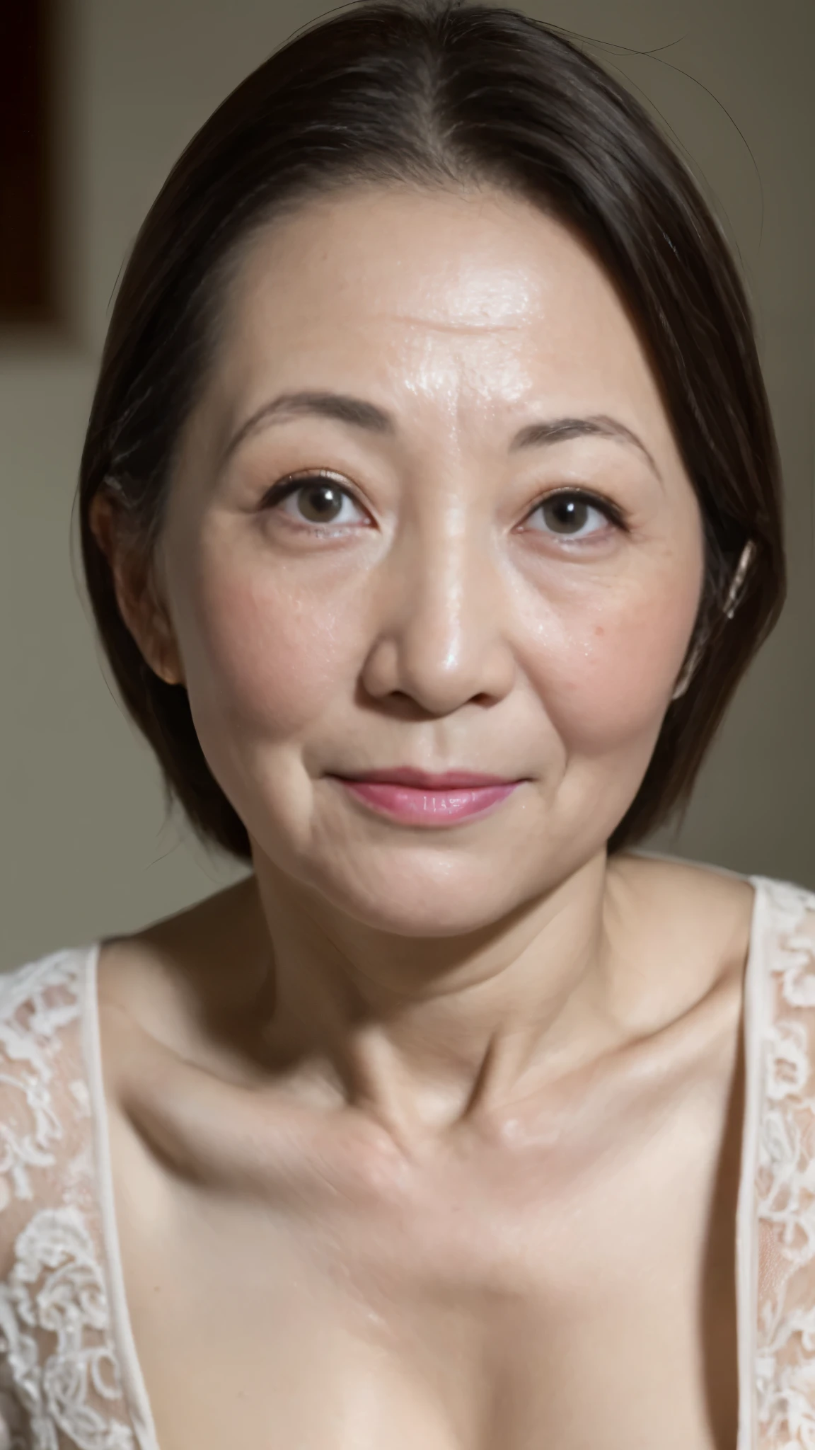 Late Elderly, gravure, Face close-up, Heavy makeup, Highest quality, Super detailed, Realistic, Highly detailed skin, Perfect Anatomy, (chinese mature woman), (alone), 100 years old, Big Breasts, Mature Pornstar, Glamour, Sexy, Chromo White Skin, View Viewer,