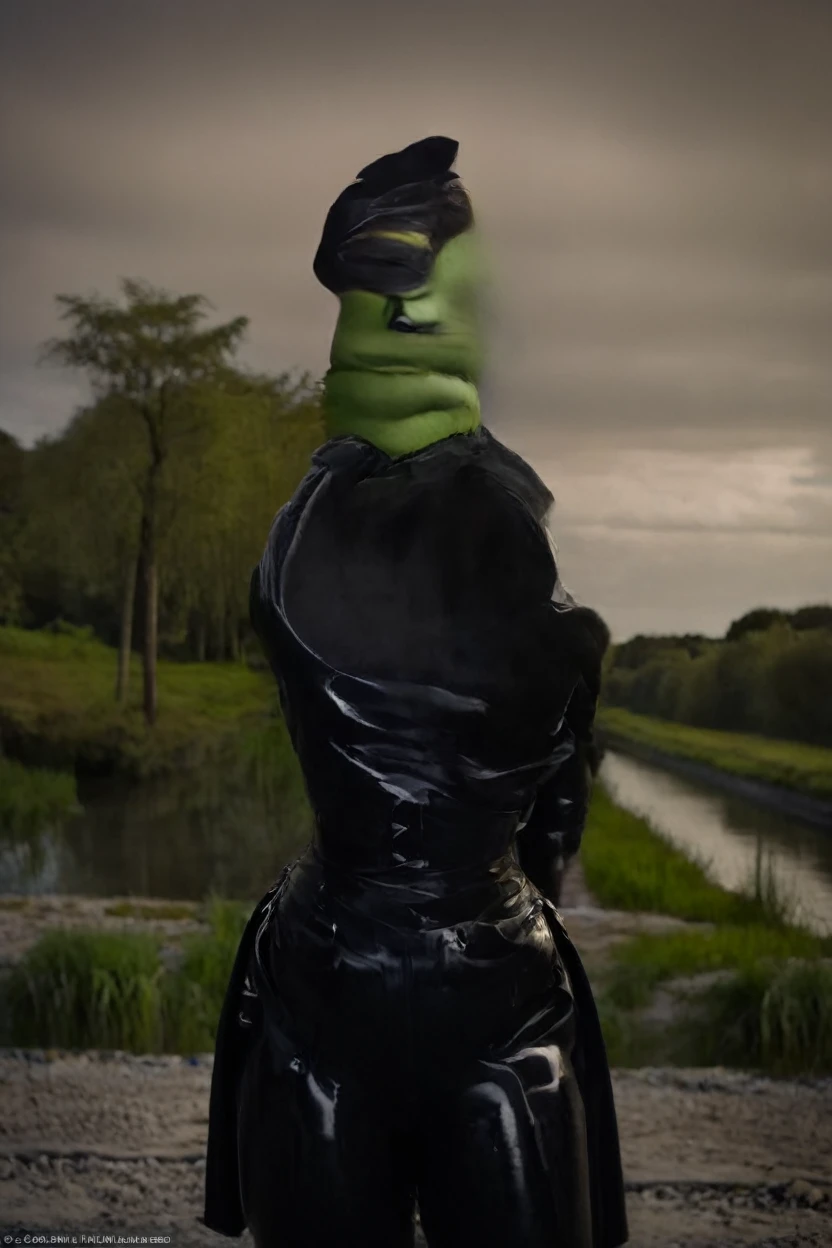 black latex , cinematic film still hera syndulla, (green skin:1.2), grin at canal, full body shot, highly detailed environment . shallow depth of field, vignette, highly detailed, high budget Hollywood movie by baz luhrmann, bokeh, cinemascope, moody, epic, gorgeous, film grain, grainy