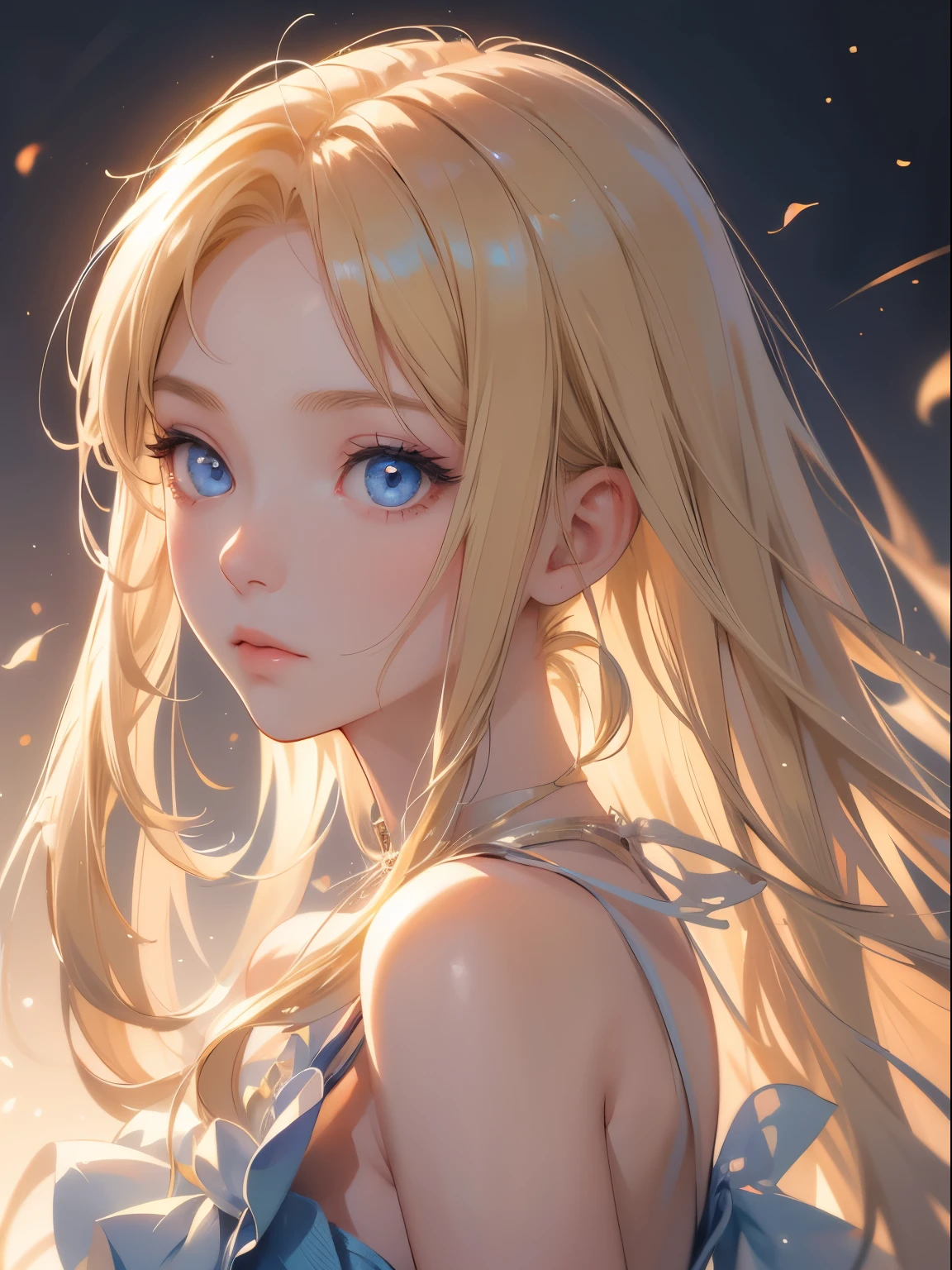 1 girl, blonde hair, long hair, blue eyes, detailed eyes, focus alone, simple background, female focus, alone, Standing, usagi tzukino, portrait,, (Masterpiece:1.0), (best quality:1.0), ( 8k wallpaper:1.0), (detailed beautiful face:1.0), (detailed deep eyes), deep eyes, looking at viewer,