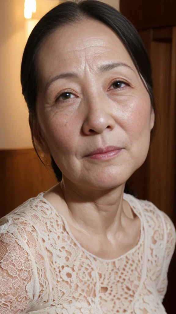 Late Elderly, gravure, Face close-up, Heavy makeup, Highest quality, Super detailed, Realistic, Highly detailed skin, Perfect Anatomy, (chinese mature woman), (alone), 100 years old, Big Breasts, Mature Pornstar, Glamour, Sexy, Chromo White Skin, View Viewer,