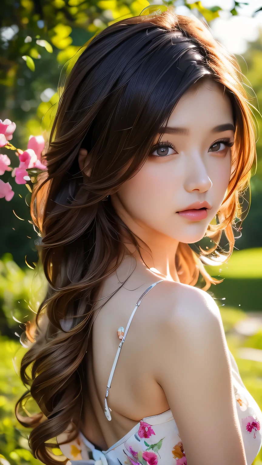 masterpiece, (最high quality), ((Most detailed)), Depth of written boundary, Beautiful girl, Beautiful Face, nature, Spirit, flower, Colorful landscapes, Flowers, butterfly, Glowing Dress, element, Random hairstyle,masterpiece, 最high quality, high quality, High resolution, Big Tits, ((Upper body portrait)), Random pose、