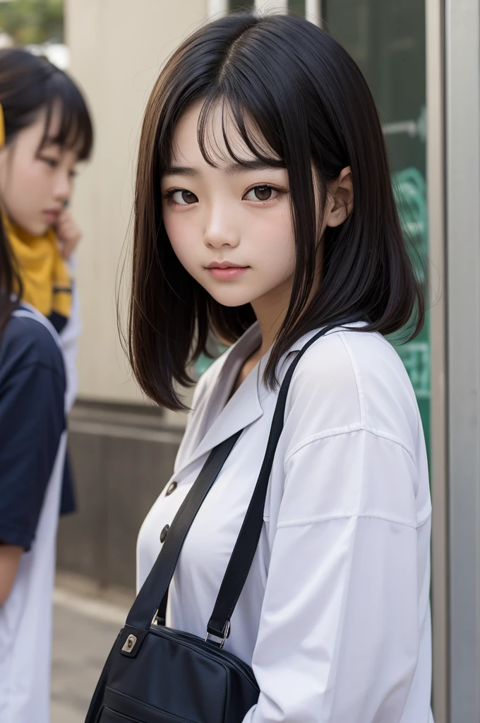 coreana na escola com cabelo cacheados e 17 anos