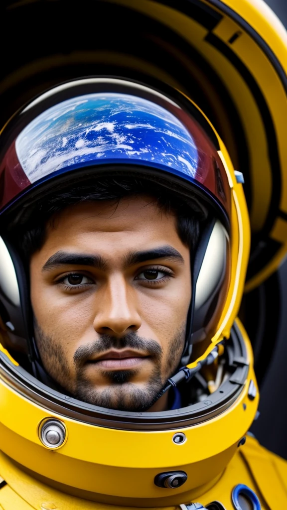 Un chico con un ojo de color amarillo y otro morado mirando al espacio 🚀