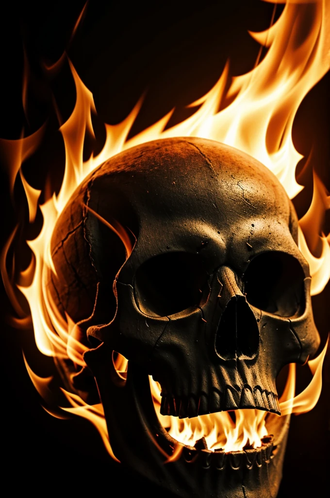 A skull with fire around it