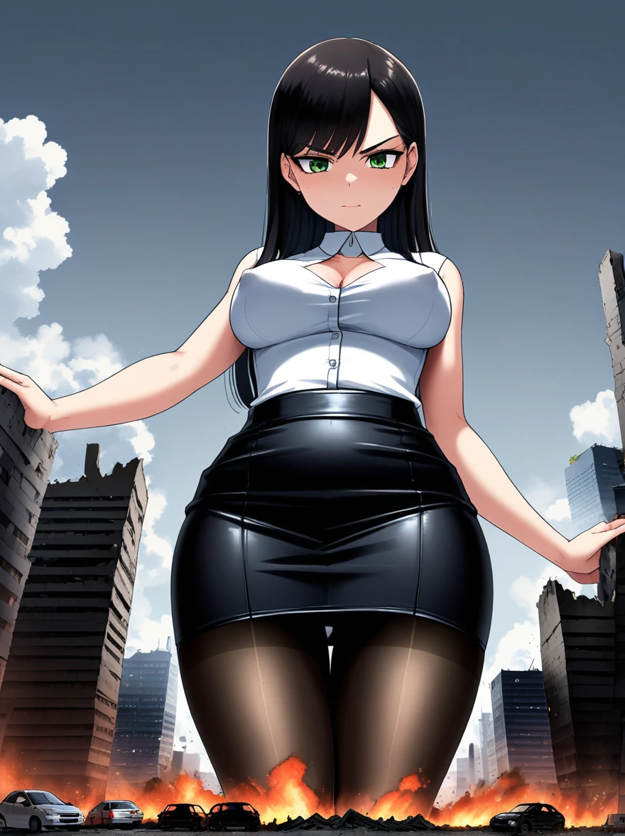 Obra de arte, melhor qualidade, high resolution, cabelo longo, Ombros nus, (collant preto:1.2), sem mangas, coxa, (pantyhose:1.2), standing, lust, excitado, rubor olhos detalhados, olhos profundos, Lindos olhos azuis, olhos azuis brilhantes:1.2, symmetrical eyes, sharp eyes, olhos detalhados, symmetrical face, perfect arms, perfect hands, rosto perfeito, pernas perfeitas, rubor, lust, excitado, papel de parede extremamente detalhado da unidade CG 8k, melhor qualidade,32K,sharp focus, noite, noite sky, andando, solas, Cidade GTSC, looming giantess towering over a cidade, giantess, (gts), size difference, (undoing the cidade), (Fury:1.4), Low angle, vista do solo, De baixo, (olhando para o espectador), cidade, giga giantess, gts, giantess andando on a cidade, undoing, Fury, enormes crateras, Ravinas, Cracks in the floor, Terremoto, smoke, fogo, destroyed cidade, ruins, wreckage, Pedregulho, wreckage, desmoronando, destroyed buildings, knocked down buildings, collapsed skyscrapers, desmoronando buildings, falling buildings, Fury in the cidade, undoing in the cidade, destroyed cidadescape, sitted, SpreadLegs, spread pussy, skirt, open skirt, medium size breasts, squizing , car between breats
