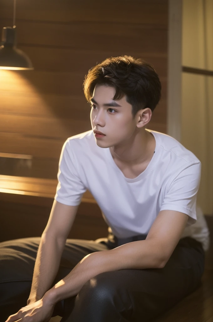 Highest quality,masterpiece,Ultra-high resolution,(Reality:1.4),Original photo,Cinema Lighting,
One boy,Upper Body,