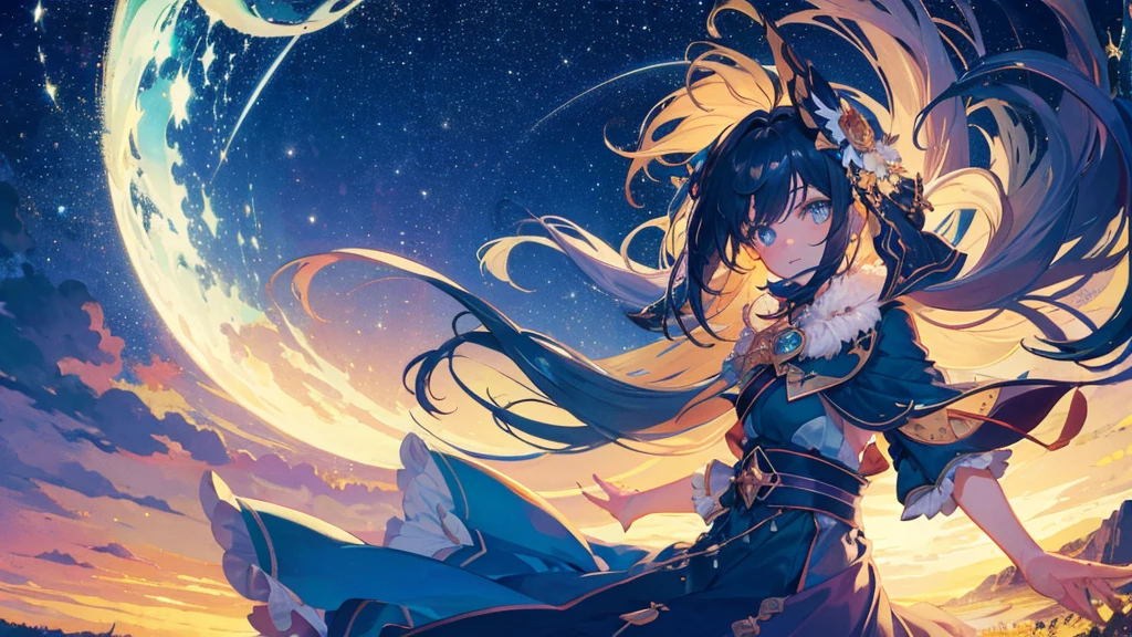 girl looking at a mystical starry sky