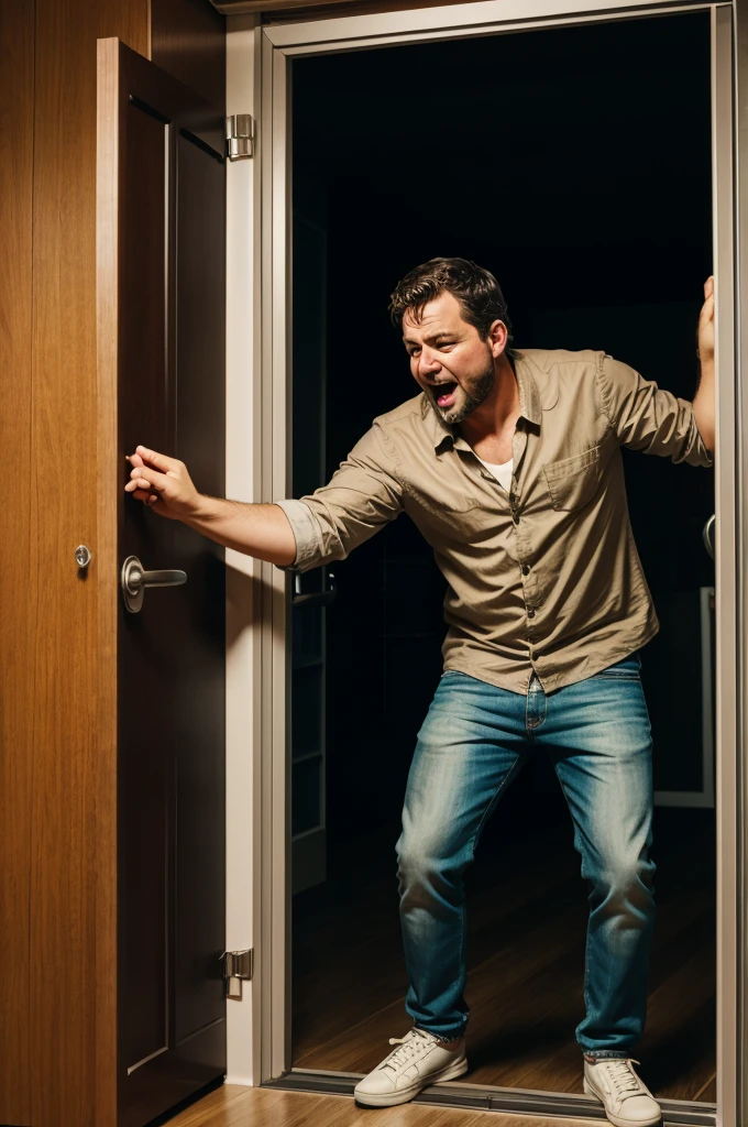 A drunken man banging on the door at night
