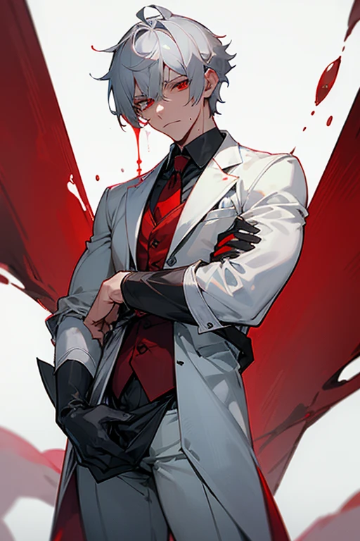 male、Gray Hair、short hair、Red Eye、Cold-blooded male、good looking、Well-built、Cold Face、Well-formed face、Semen dripping on clothes、White Sticky Love Juice、Pants got wet、Overflowing from the crotch、Red stained ears、he&#39;Pleasure、pleasure、malegenital、、semen、erection、Love Juice、Expose、erection、a lot、Wet crotch、Soaking wet、sexy、White mud、liquid、have an erection、genital、squirt semen、Black long sleeve shirt、Black trousers、Zipper open、Visible crotch、Wet pants、Sweat、Naughty、、See-through clothing、Covered in 、Unbuttoned、Expose