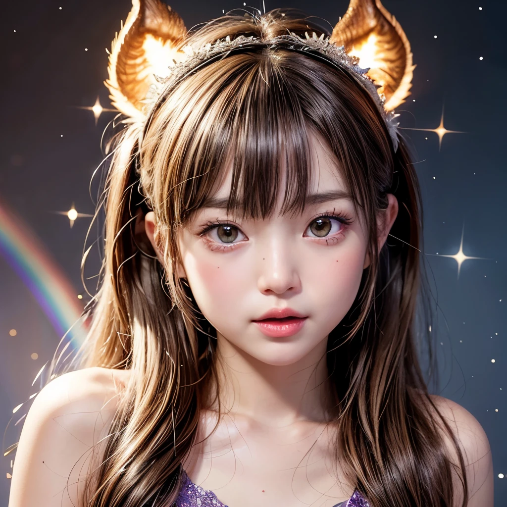NSFW, 8k, High-level, absurd, masterpiece, best quality, primitive, very detailed CG, very detailed wallpaper, perfect lighting, Extremely detailed (((The personifying " Ifrit " as a Little Girl))), MysticSight, Tyndall effect, Tyndall scattering, Studio gray background with (many Dazzling RainbowColor particles BokeH:1.28), (RoundlyButts, ThighGap), (Exposed:0.4), (Assfocus with looking ahead), BREAK (NOGIZAKA face variations) Extremely Detailed very KAWAII face variations, perfect anatomy, Childish, captivating gaze, elaborate detailed Eyes with (sparkling highlights:1.28), long eyelashes、Glossy RED Lips with beautiful details, Coquettish tongue, Rosy cheeks, Radiant PearlSkin with clear transparency . { (Dynamic LifeLike expressions:1.4) | :d) }, (large eyes:-1) .