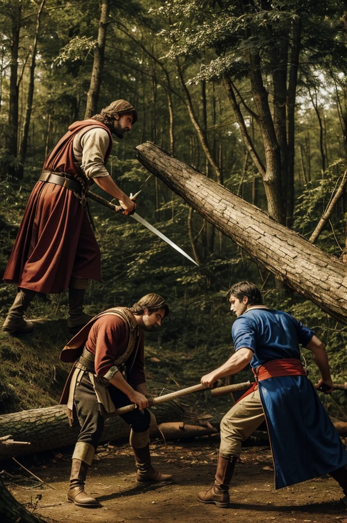A battle between a woodcutter with evil king