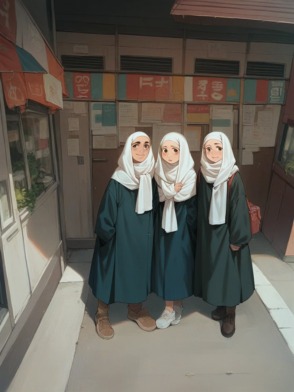 Tiga wanita dewasa berhijab