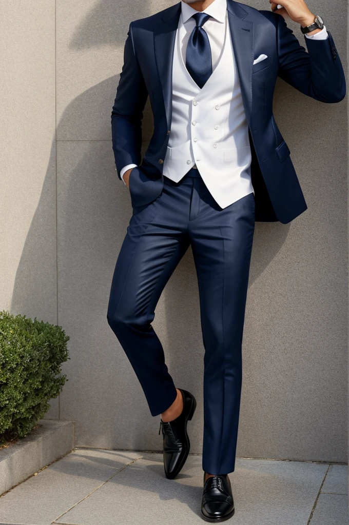 Model 2:
He is dressed in a tailored navy blue suit with a crisp white shirt and a patterned silk tie. His shoes are polished black leather, and he accessorizes with a classic watch and a neatly folded pocket square.

Remember to tailor your descriptions based on the specific outfits worn by the models in the magazine pictures you choose.