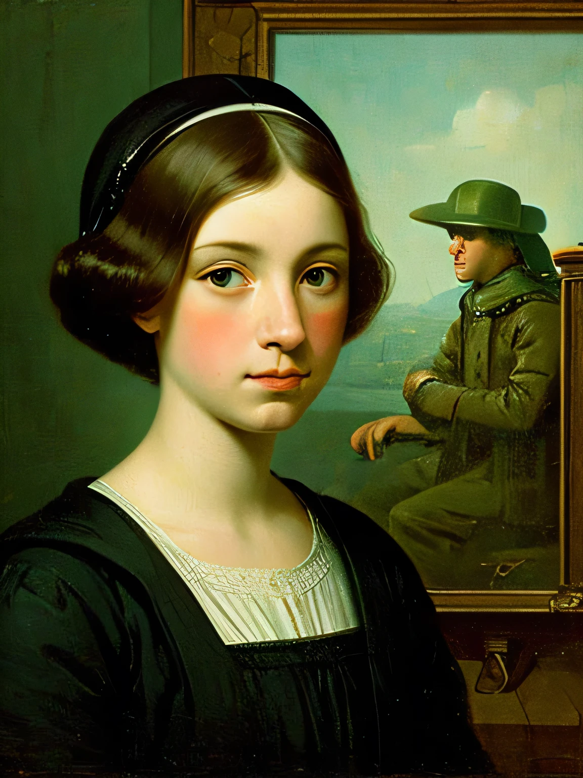 Produce a painting of a girl with empty eyes in the style of Johannes Vermeer.