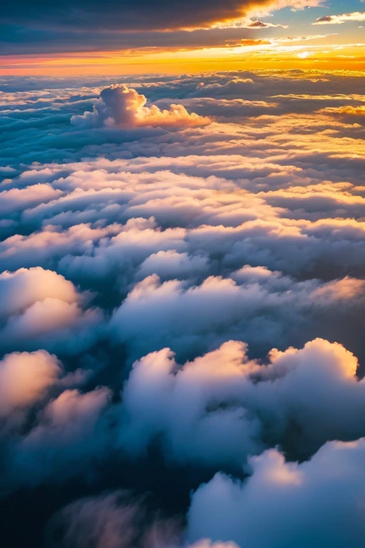 Highest quality,masterpiece, above clouds,Outdoor, null, cloud,  cloudy null, scenery, sunset, sun, horizon, 