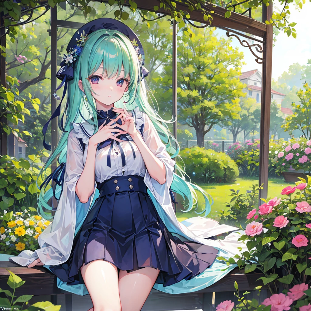 high resolution、university student、garden、Detailed hands、Detailed Yubi