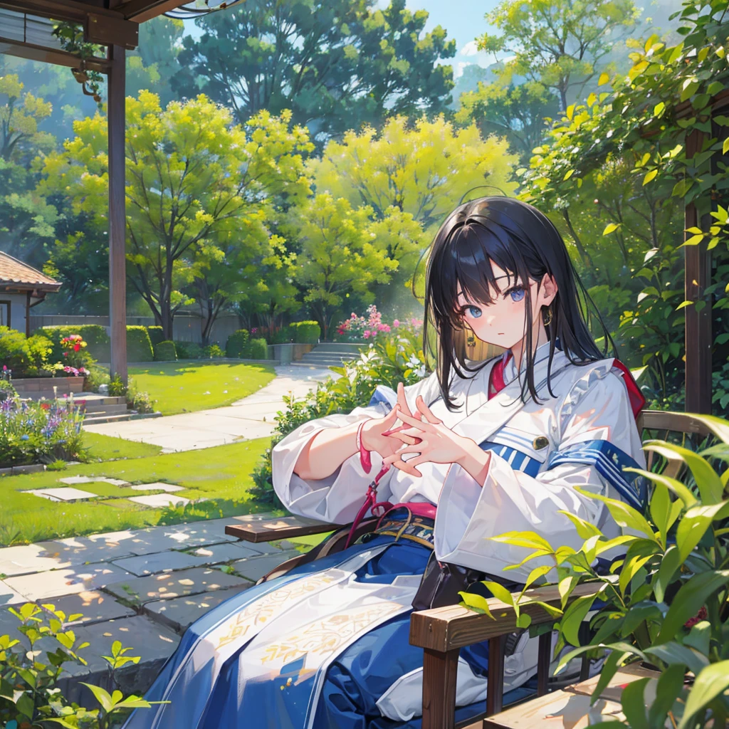 high resolution、university student、garden、Detailed hands、Detailed Yubi