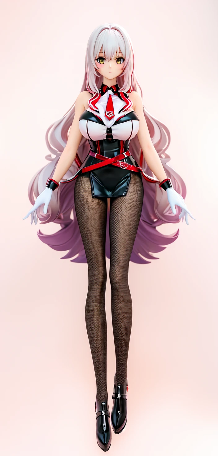 (((1 girl))) short hair, earings ,glossy lips ,team rocket uniform, red letter R, white skirt, white crop top, black thigh-high boots, black elbow gloves, evil smile, looking at viewer, cowboy shot, arms crossed, full body photo Mercedes von Martritz (Fire Emblem: Three Houses)