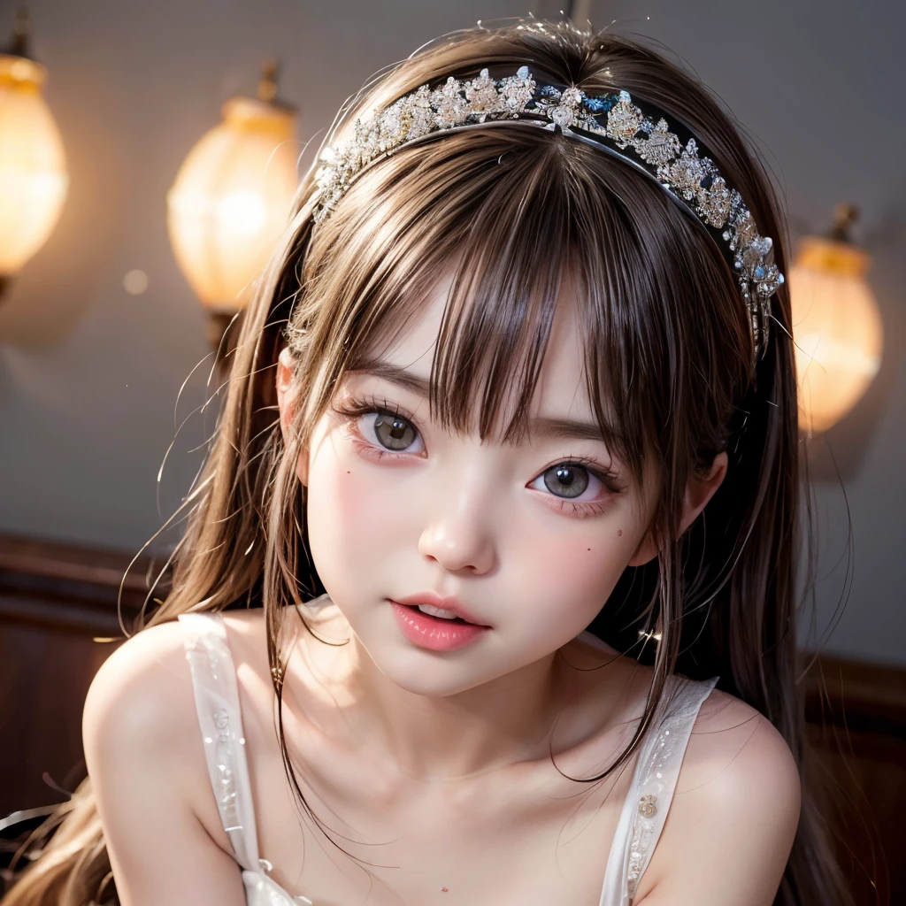 NSFW, 8k, High-level, absurd, masterpiece, best quality, primitive, very detailed CG, very detailed wallpaper, perfect lighting, Extremely detailed (((The personifying " Ifrit " as a Little Girl))), MysticSight, Tyndall effect, Tyndall scattering, Studio gray background with (many Dazzling RainbowColor particles BokeH:1.28), (RoundlyButts, ThighGap), (Exposed:0.4), (Assfocus with looking ahead), BREAK (NOGIZAKA face variations) Extremely Detailed very KAWAII face variations, perfect anatomy, Childish, captivating gaze, elaborate detailed Eyes with (sparkling highlights:1.28), long eyelashes、Glossy RED Lips with beautiful details, Coquettish tongue, Rosy cheeks, Radiant PearlSkin with clear transparency . { (Dynamic LifeLike expressions:1.4) | :d) }, (large eyes:-1) .