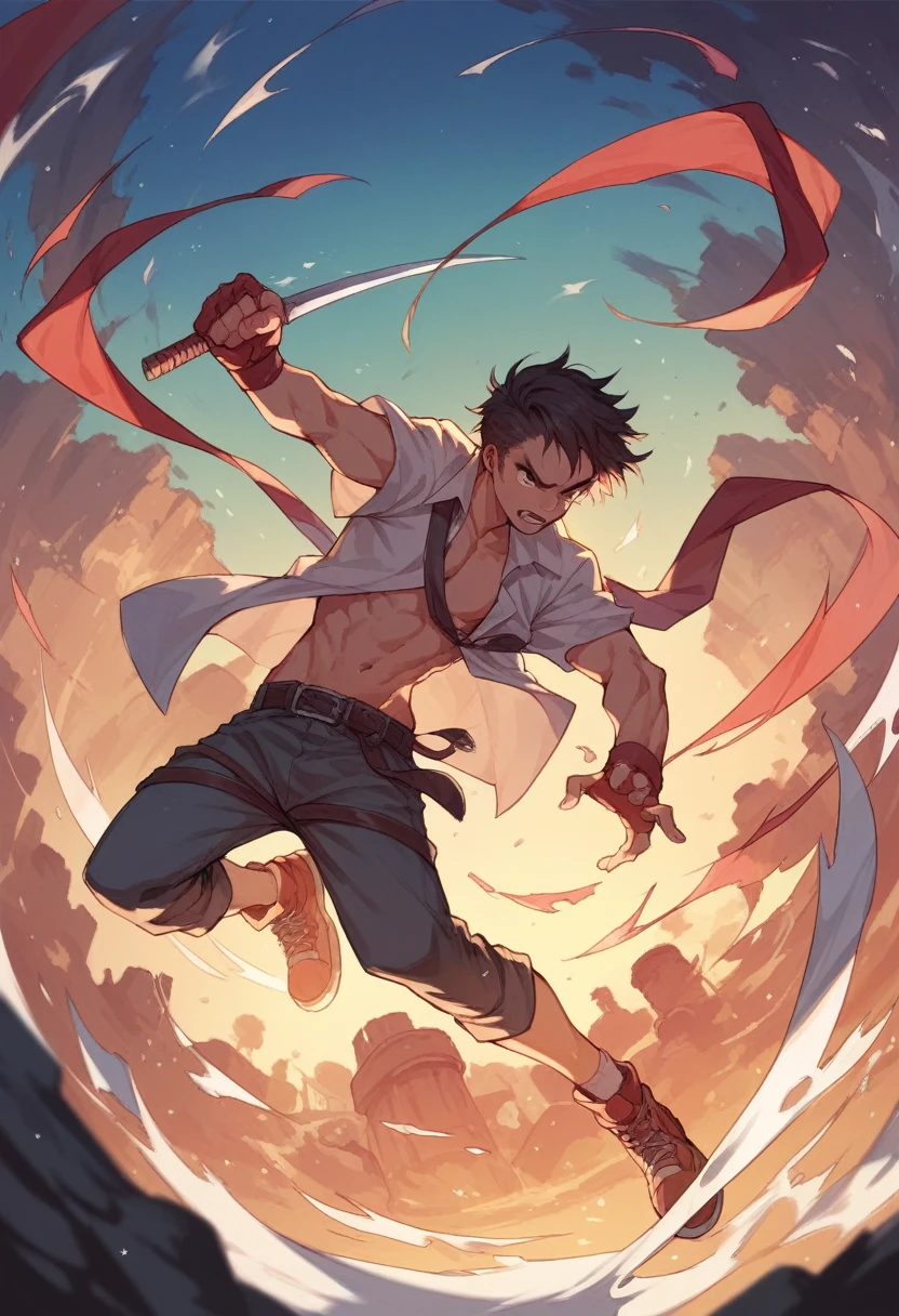 Anime character Metal Bat fighting.
Below the character the name IKER.