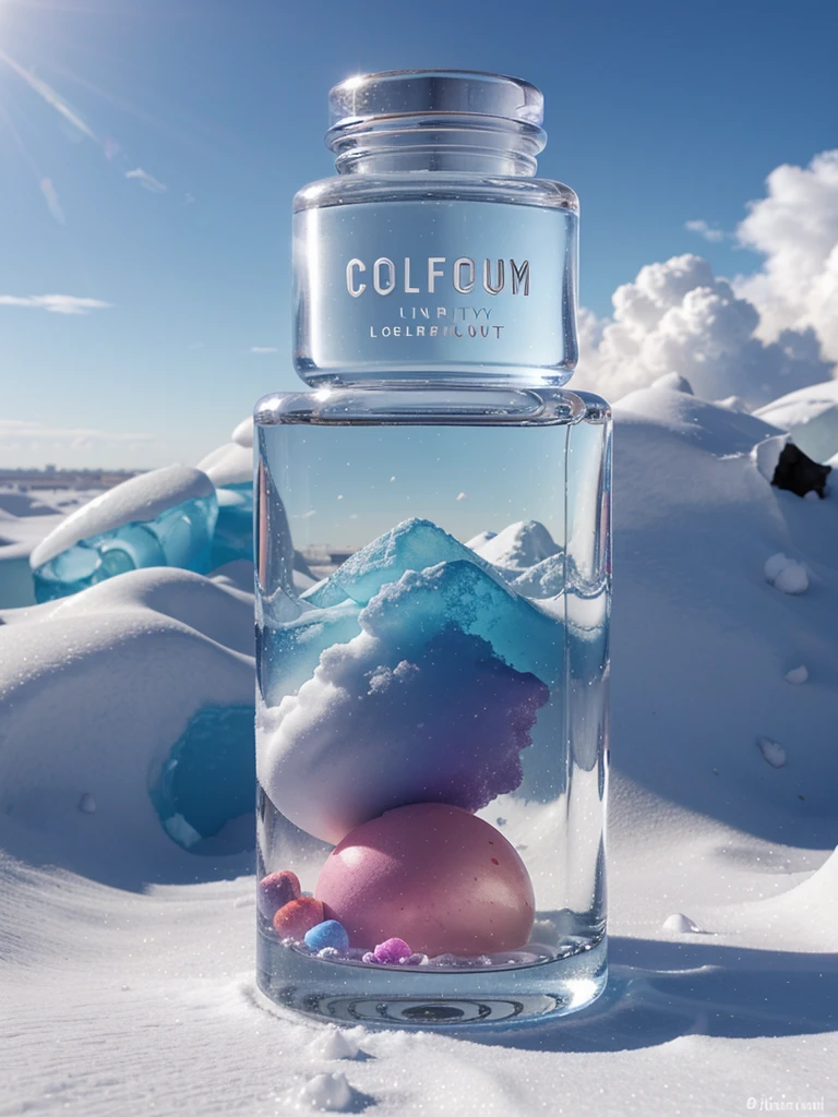 Perfume, flight, candy cloud, colorful city, luxury, bottle, creativity, weightlessness, candy, collection, ice desert, blizzard