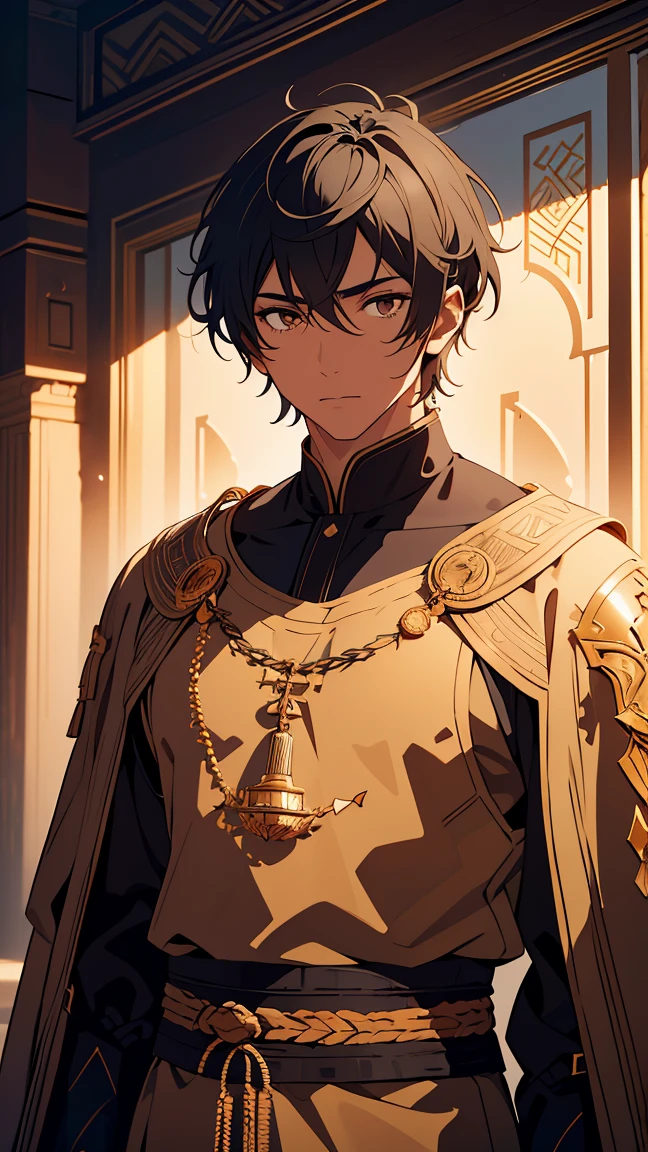 Arabic,man1,(black skin),round face,brown eyes,black hair,(Blad fade haircut),(brown Arabic costume for man),highly detailed CG, unit, 8K wallpapers, highest quality, high resolution, beautiful lighting, realistic shadow,detailed face Highly,detailed eyes Highly,detailed hair Highly