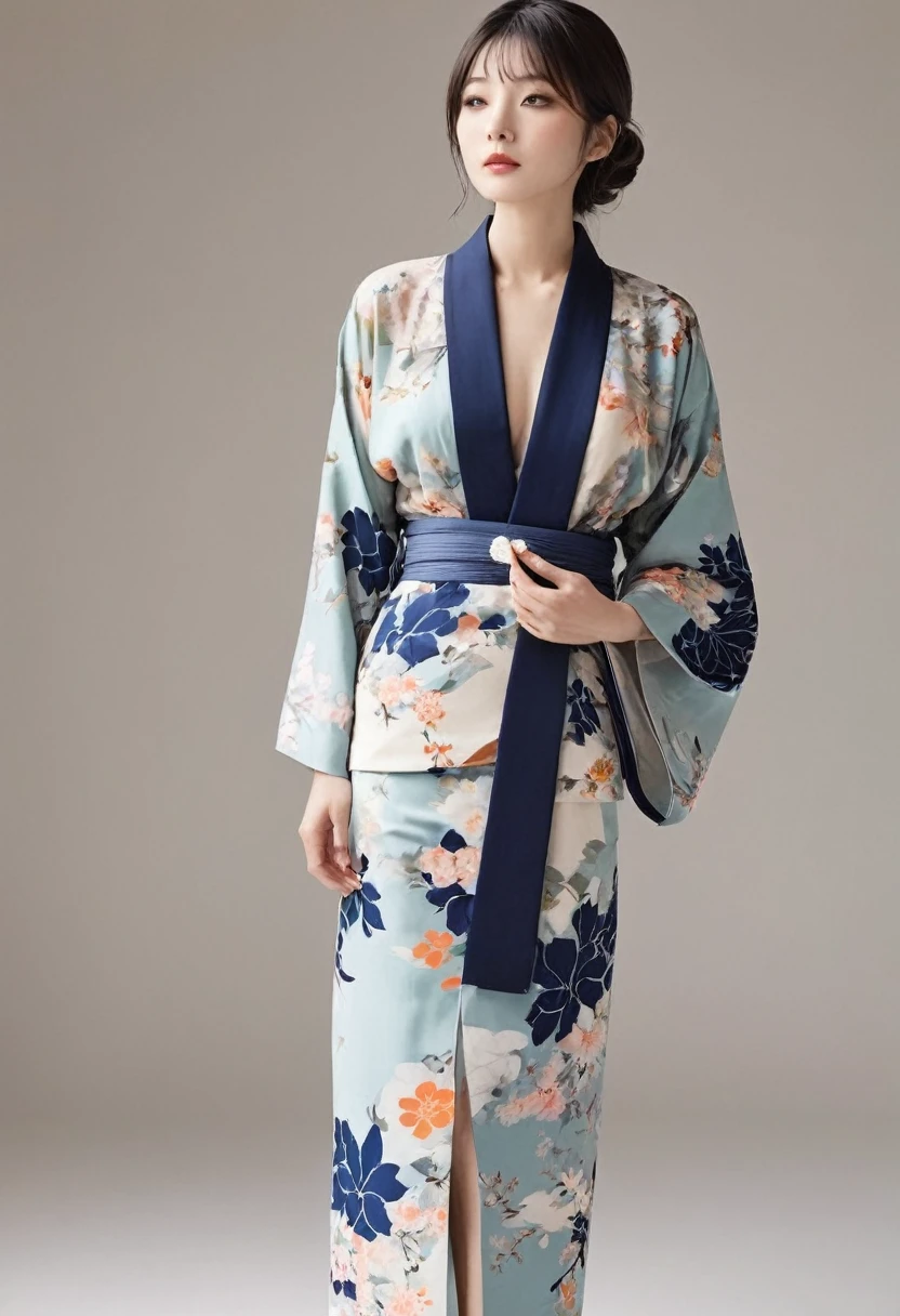 Clothes that combine a suit and a kimono,whole body