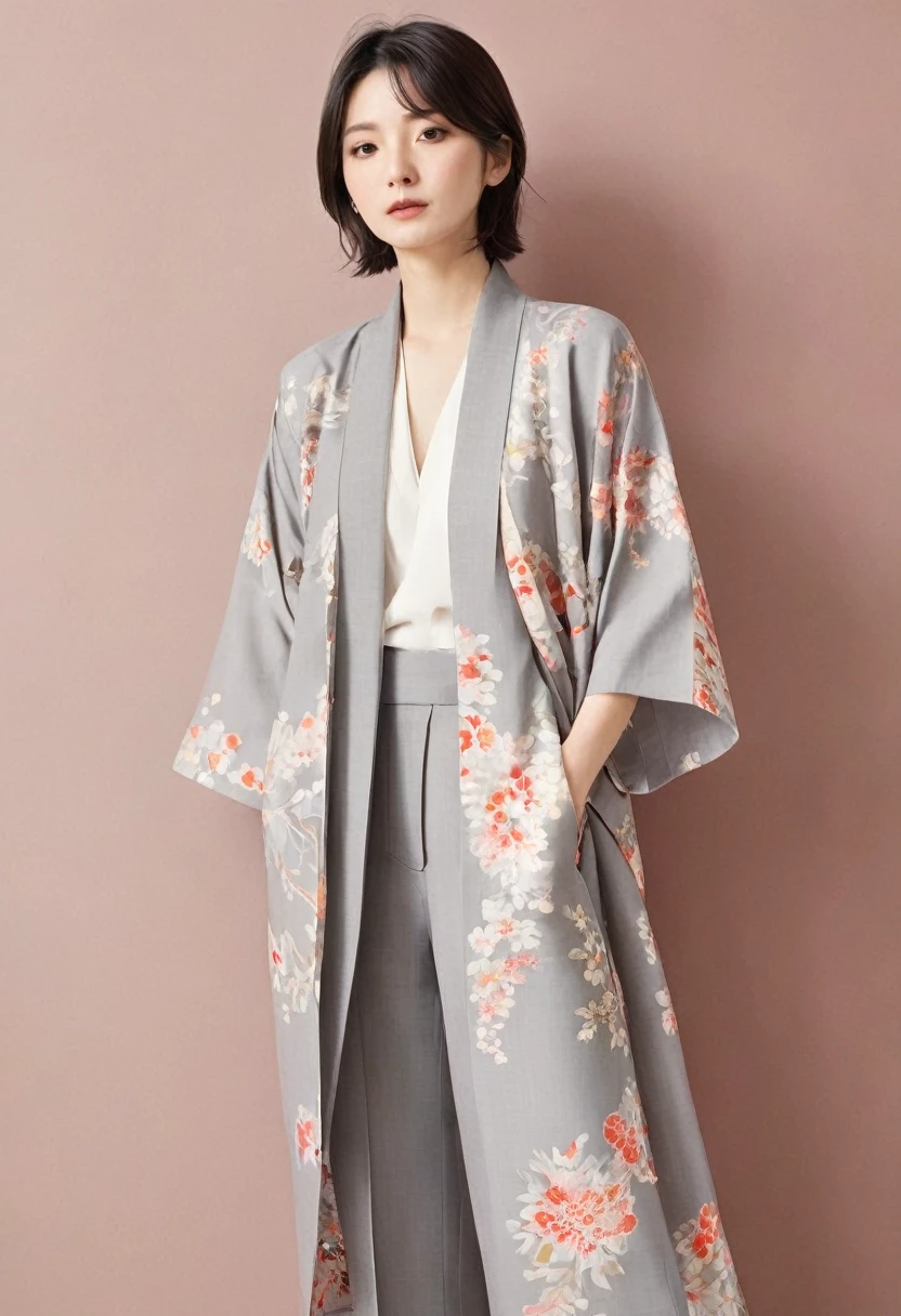 Clothes that combine a suit and a kimono,whole body