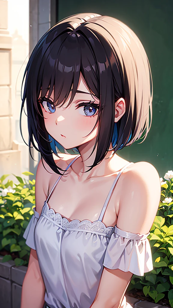 Short shoulder length hair girl, beautiful