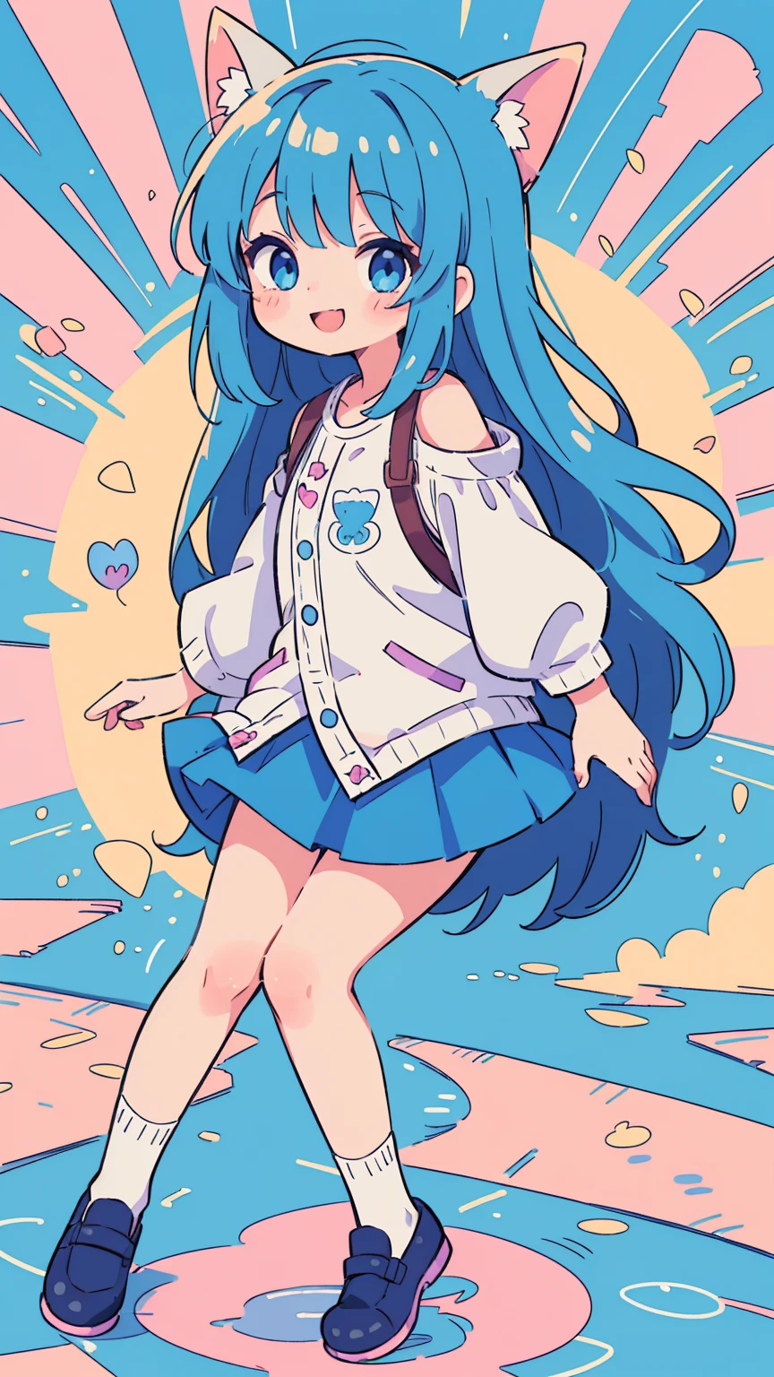  girl, , Change,(Incredibly ridiculous absolute solution: 1.5), best quality, masterpiece, Ultra-high resolution, 8K, (skirt,Small leather shoes), shojo Comic style, , soft line art, Digital enhancement, girl漫画风格, Girls comics core, (Shoulder-length hair)))), soft drawing, Beautiful blue hair, Clear eyes, ((Smile, blink)), Ultra-detailed digital animation art, The face is clearly depicted, Super detailed girl comic character art, Clear facial features, Comic style, Top quality colors, You can see the angle of the feet, twist, Pretty and beautiful: 1.5, high quality:1.3（Colorful graffiti background）