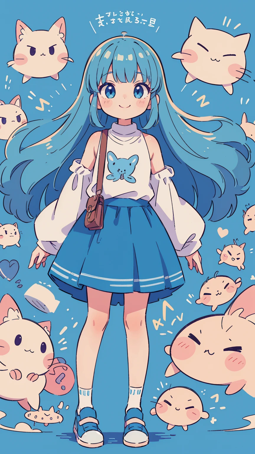 girl, , Change,(Incredibly ridiculous absolute solution: 1.5), best quality, masterpiece, Ultra-high resolution, 8K, (skirt,Small leather shoes), shojo Comic style, , soft line art, Digital enhancement, girl漫画风格, Girls comics core, (Shoulder-length hair)))), soft drawing, Beautiful blue hair, Clear eyes, ((Smile, blink)), Ultra-detailed digital animation art, The face is clearly depicted, Super detailed girl comic character art, Clear facial features, Comic style, Top quality colors, You can see the angle of the feet, twist, Pretty and beautiful: 1.5, high quality:1.3(Colorful graffiti background)