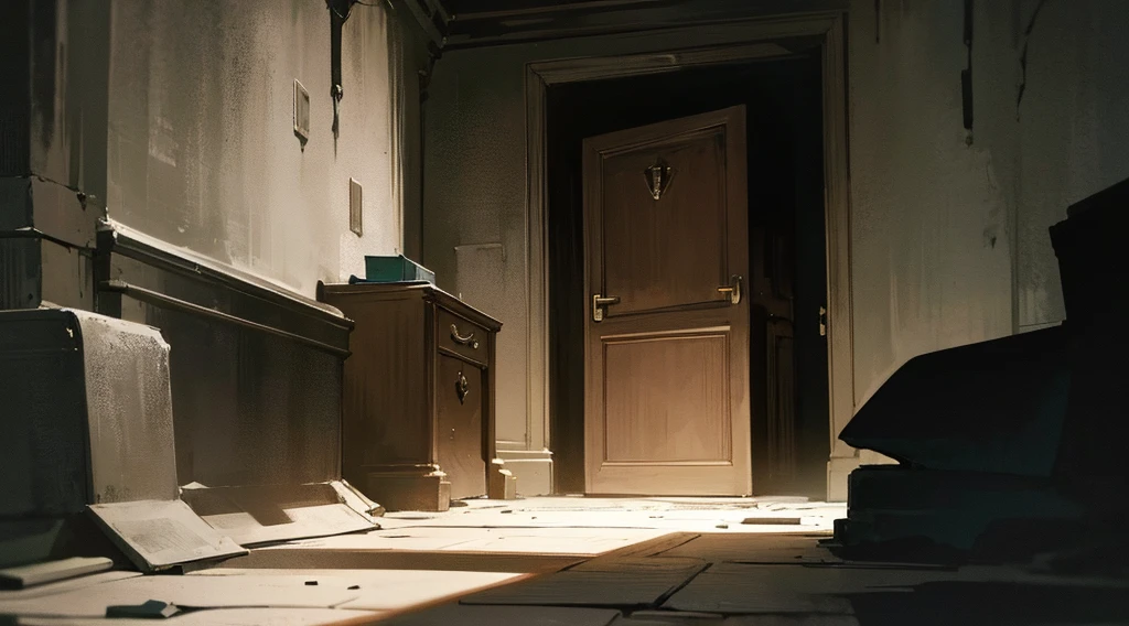 a dimly lit room with a stone door and floor, claustrophobic room, dangerous background scene, the scary empty liminal spaces, dungeon background, in the bottom of the dungeon, long dark corridor, scary background, wall darkness, claustrophobia, room underground, Dark corridor cast shadow, prison background, dark corridor, claustrophobic, anime background art, very dark, very dark, very dark, very dark, very dark, total darkness, total darkness, total darkness, total darkness, total darkness, total darkness