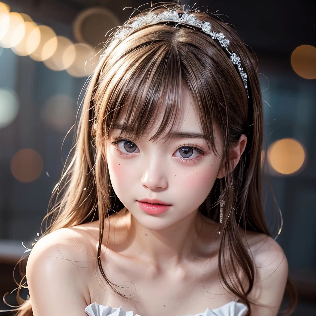 NSFW, 8k, High-level, absurd, masterpiece, best quality, primitive, very detailed CG, very detailed wallpaper, perfect lighting, Extremely detailed (((The personifying " Venus " as a Girl))), MysticSight, Tyndall effect, Tyndall scattering, Studio gray background with (many Dazzling RainbowColor particles BokeH:1.28), (RoundlyButts, ThighGap), (Exposed:0.4), (Assfocus with looking ahead), BREAK (NOGIZAKA face variations) Extremely Detailed very KAWAII face variations, perfect anatomy, Childish, captivating gaze, elaborate detailed Eyes with (sparkling highlights:1.28), long eyelashes、Glossy RED Lips with beautiful details, Coquettish tongue, Rosy cheeks, Radiant PearlSkin with clear transparency . { (Dynamic LifeLike expressions:1.4) | :d) }, (large eyes:-1) .