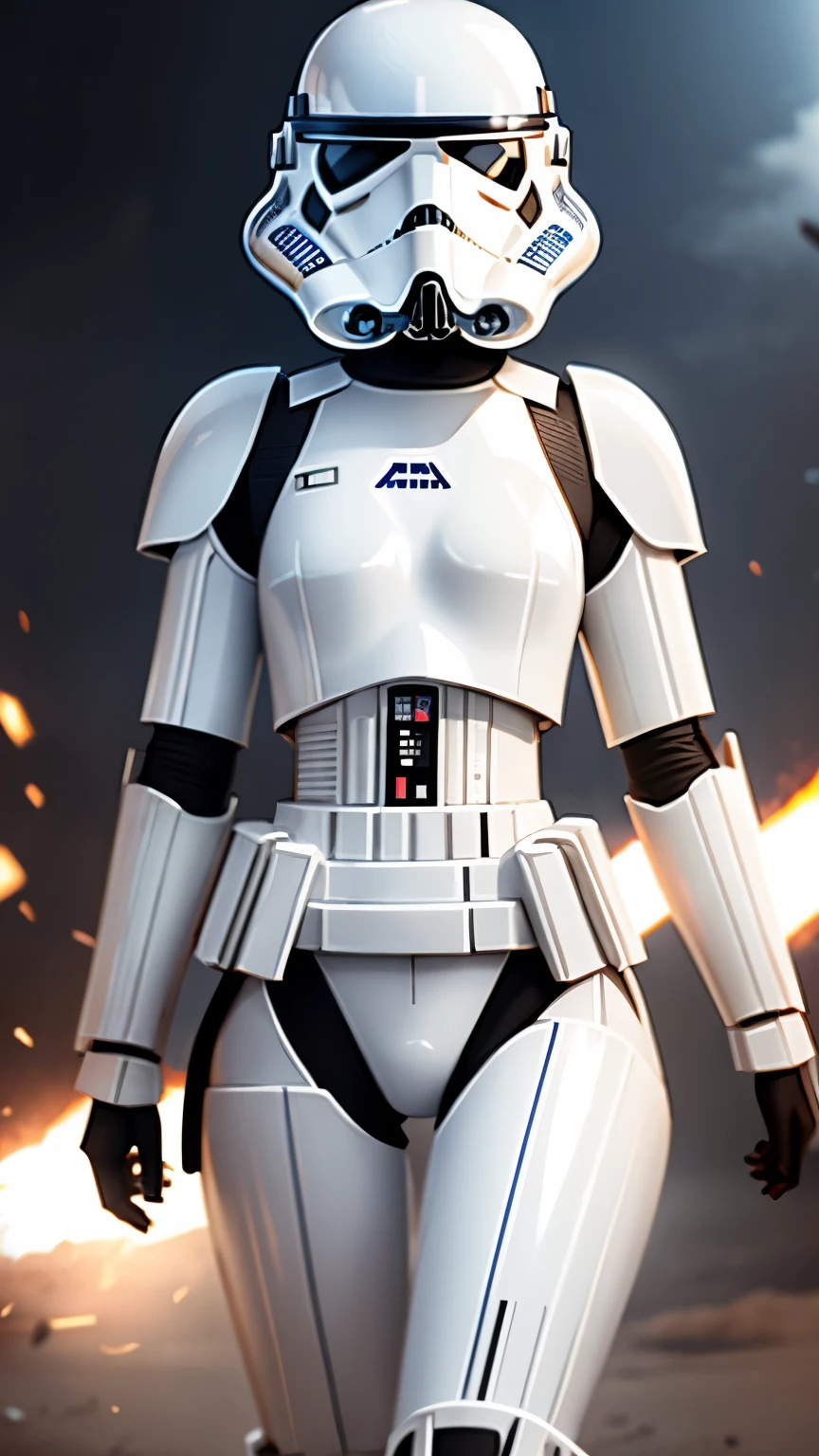 wearing shiny stormtrooper armor, a Star Wars imperial agent, wearing stormtrooper armor, imperial Star Wars style, storm trooper, stormtrooper, trooper, female stormtrooper, slender waist, medium breasts, wide hips, thigh gap, stormtroopers, Star Wars character