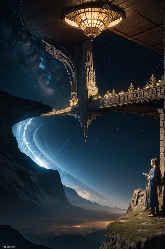 Sternenhimmel mit Bergen und See, Jessica Rossier, Inspiriert von Jessica Rossier, Jessica Rossier Fantasiekunst, Concept Art – Magic – Highlights, Offizielles Artwork, Traummalerei, Ethereal Realm, Stimmungsvolles Kunstwerk, dreamy matte paintings, Heitere, endlose Sterne, inspiriert von Ted Nasmith, mondbeschienene Sternenumgebungen, Cover von epischen Musikalben.